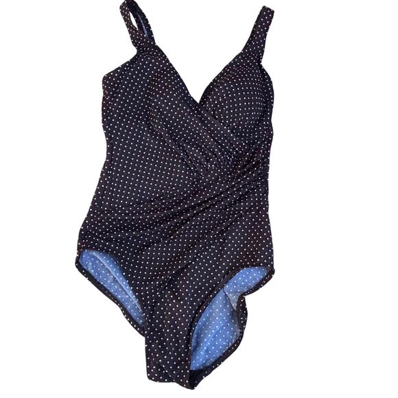 Miraclesuit One-Piece Swimsuit Brown Polka Dot Size 10 Tummy Control Retro‎ - Picture 1 of 7